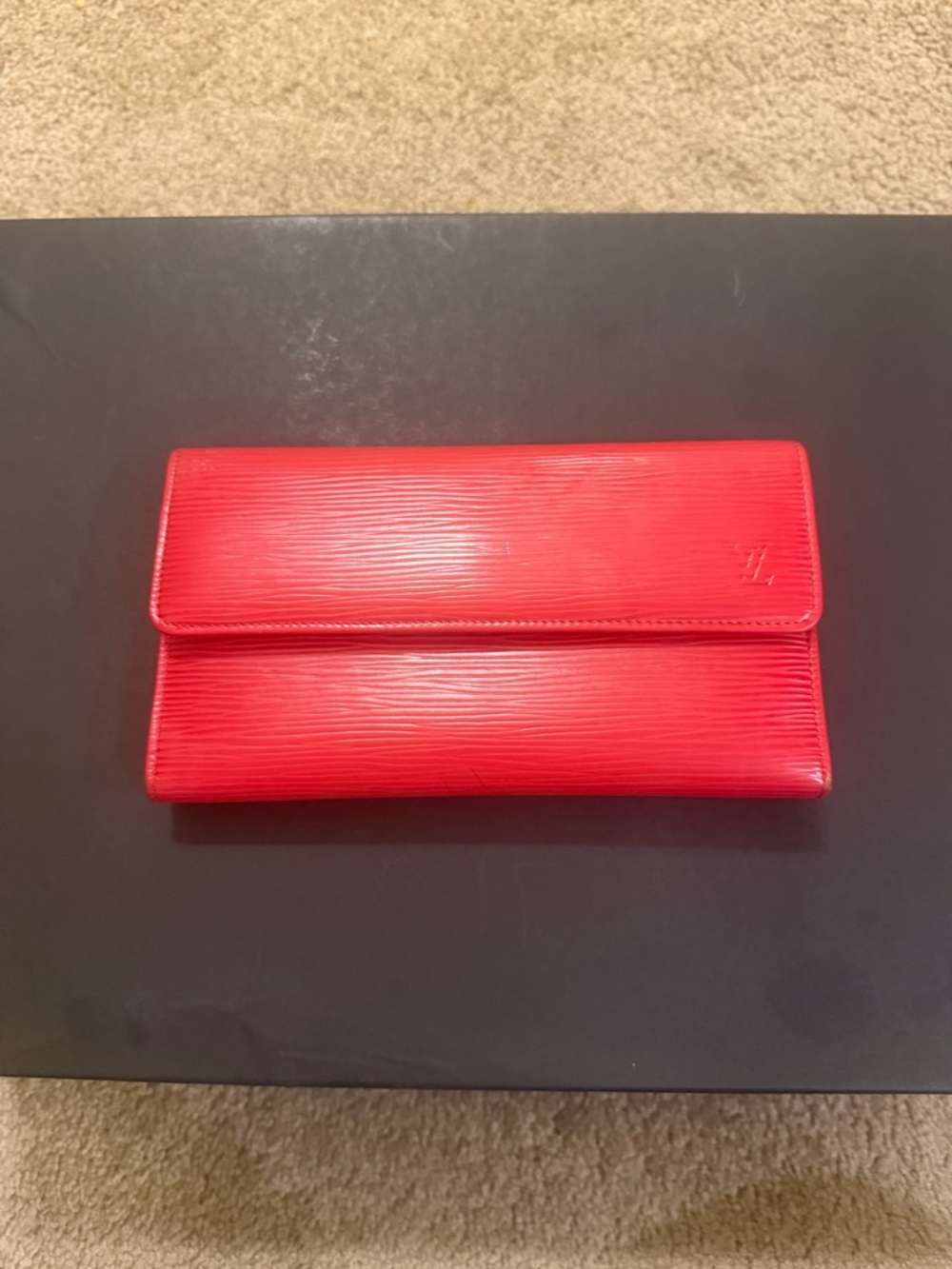 Louis Vuitton Red Epi Leather Long Wallet Authentic LV Snap